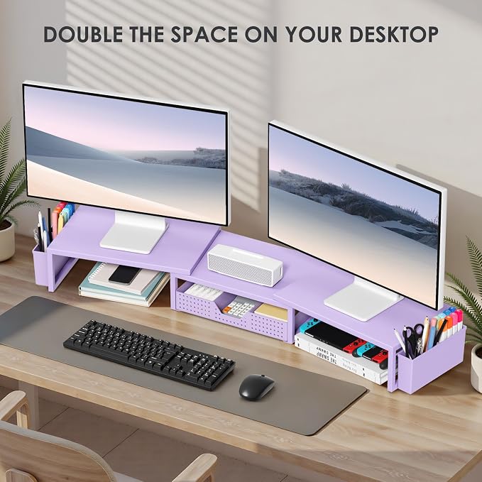 OPNICE Desk Organizers and Accessories, Dual Computer Monitor Stand Riser - Image 4