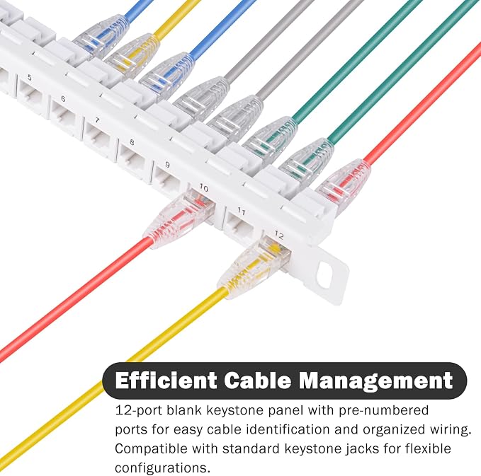 GeeekPi 10 inch 0.5U 12 Port Blank Keystone Patch Panel - Image 3
