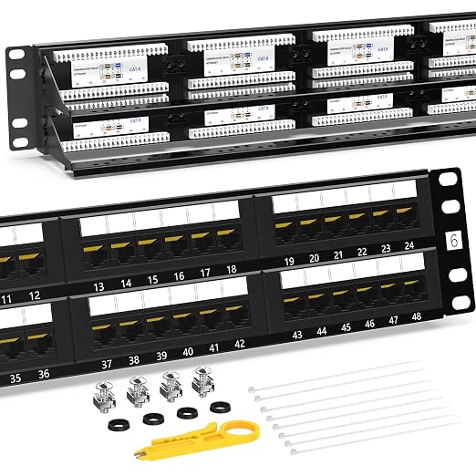 AMPCOM Premium Series CAT6 48 Ports Patch Panel, Rack Mount by AMPCOM