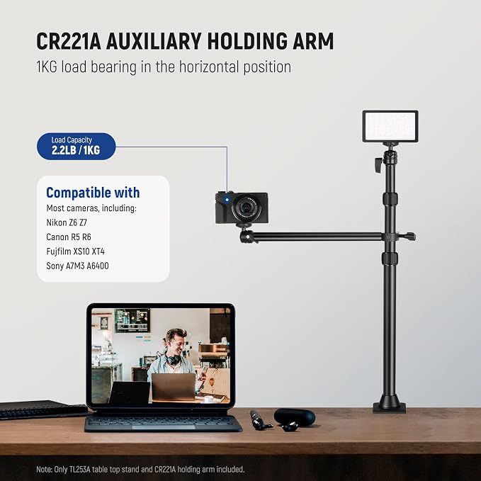 NEEWER Camera Desk Mount with Overhead C Amera Mounting Arm and 1/4" Ball Head - Image 3