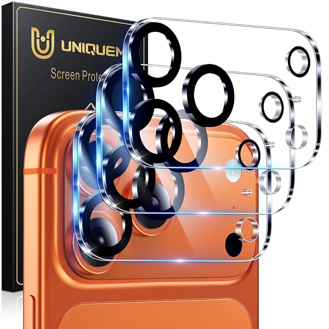 UniqueMe Compatible for 3 Pack iPhone 17 Pro Camera Lens Protector by UniqueMe