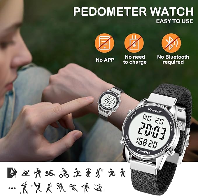 Hearkent Pedometer Watch for Walking Steps and Miles-Men&Women-Step Counter for - Image 5