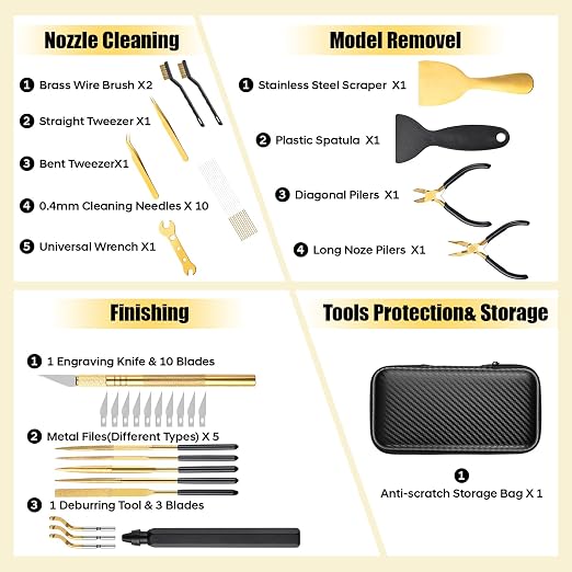 3D Printer Tool Kit, Premium Black & Gold 40-Piece 3D Printing Tool Set - Image 2