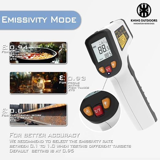 KNINE OUTDOORS Infrared Thermometer Laser Temperature Gun, -58℉ to 1112℉ - Image 4