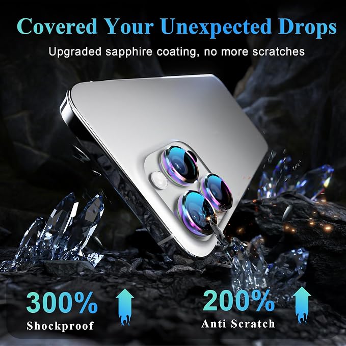 YWXTW Camera Lens Protector for iPhone 16 Pro/iPhone 16 Pro Max, Tempered Glass - Image 3