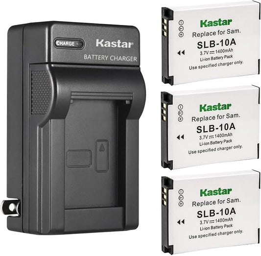Kastar 3-Pack SLB-10A Battery and AC Wall Charger Replacement by Kastar