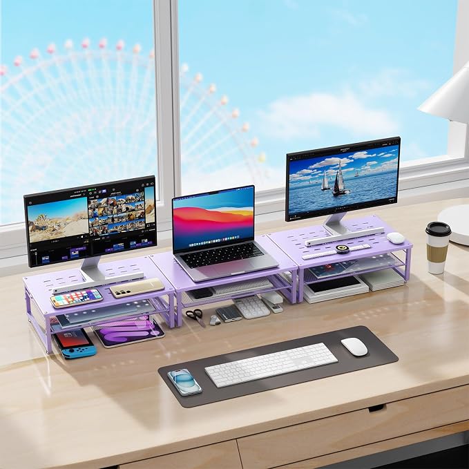 gianotter 2-Tier Metal Monitor Stand Riser, Office Desk Storage Organizer - Image 6