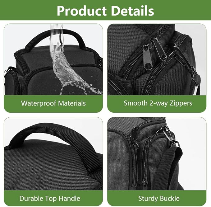 Ainiv DSLR Camera Bag, Waterproof Anti-Shock SLR Camera Case, Large Adjustable - Image 6
