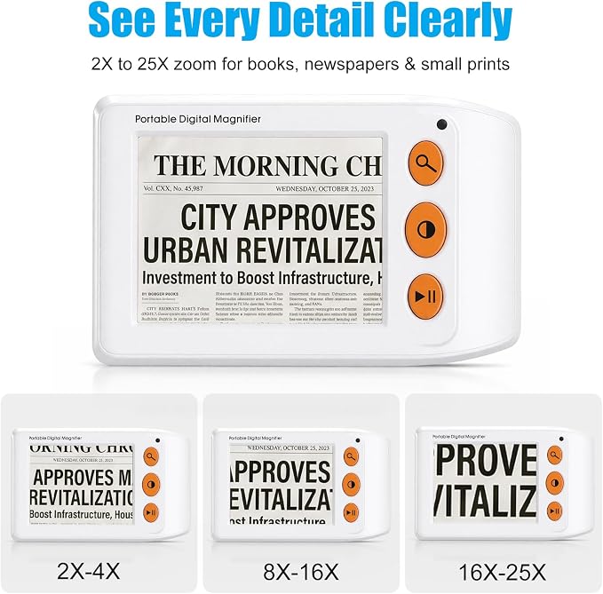 3.5 Inch Electronic Magnifier, 2X-25X Reading Aid - Image 2