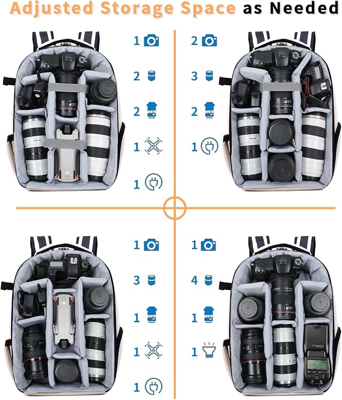 Camera Backpack Hard Shell Imitation Carbon Fiber DSLR, Waterproof Shockproof - Image 6