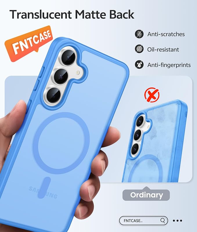 FNTCASE for Samsung Galaxy S25 FE Case: Magnetic Translucent Matte Military - Image 6