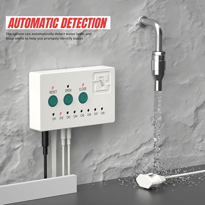 Water Leak Detector with 3/4” Brass Automatic Shut-Off Valve, Leak Alarm System - Image 3