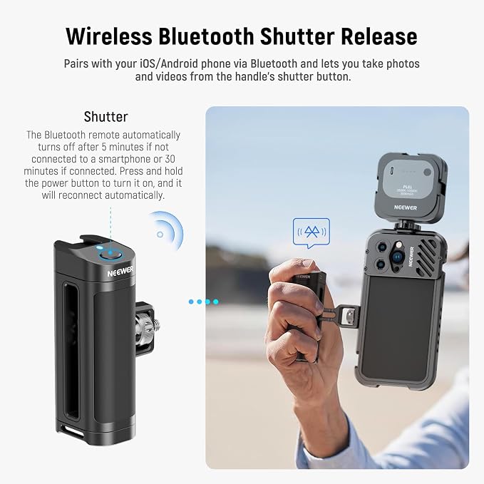 NEEWER Side Handle Grip with Wireless Remote Control Button Shutter Trigger - Image 4
