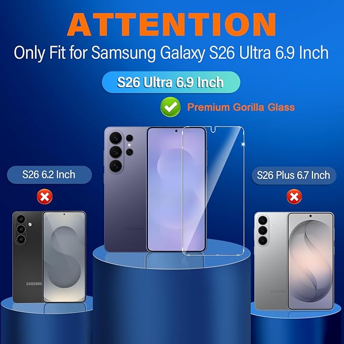 firtstnow 3 Pack for Samsung Galaxy S26 Ultra Screen Protector Tempered Glass + - Image 2