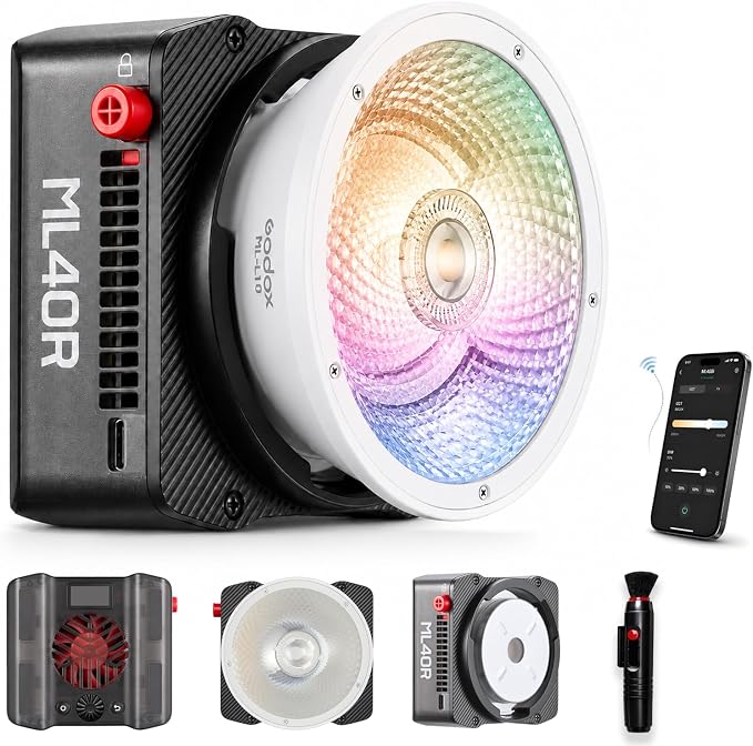 Godox ML40R RGB LED Video Light, Portable COB Photography Light by GODOX