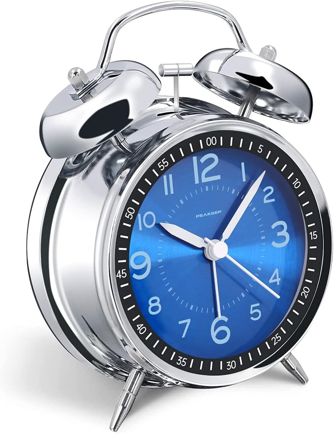 Peakeep Loud Alarm Clock for Heavy Sleepers Adults, Metal 4.5 Inches Twin Bell by PEAKEEP
