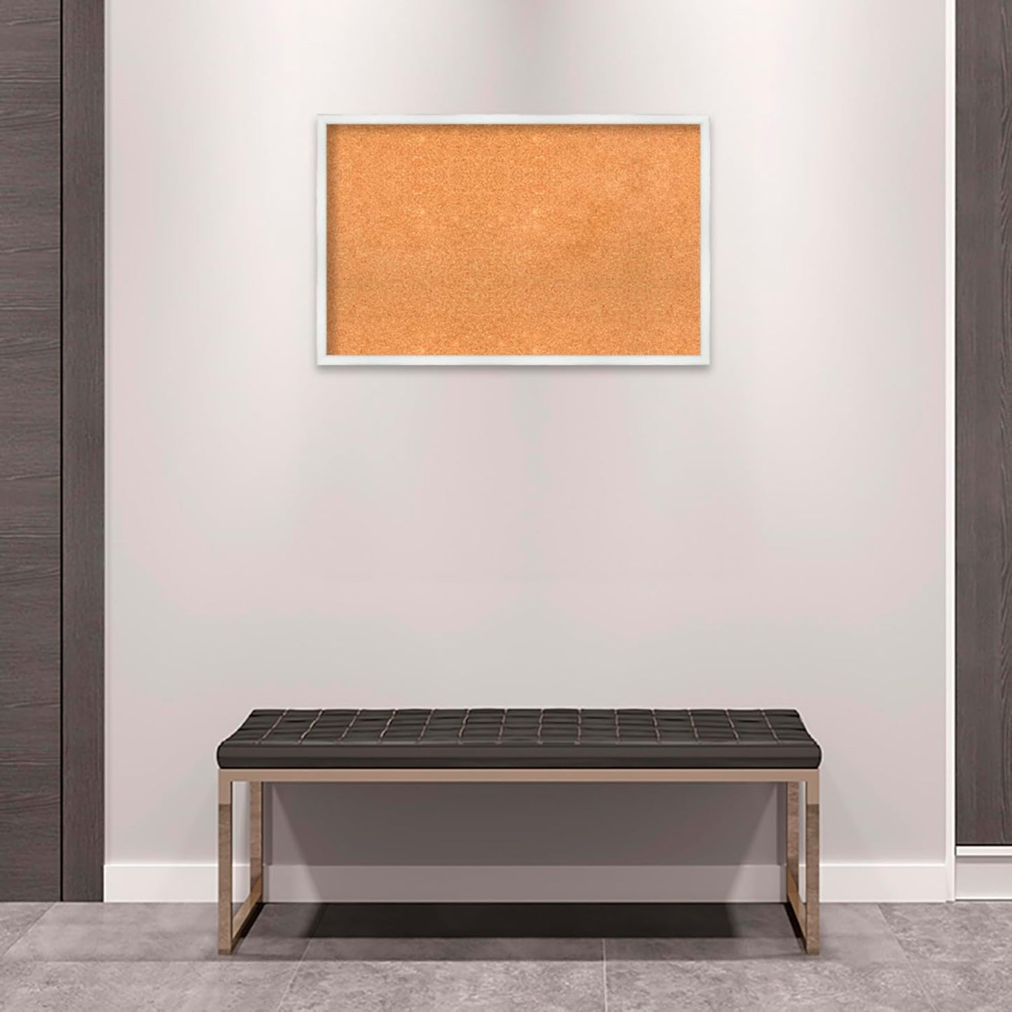 Amanti Art Natural Cork Board for Wall, 21x33 Vision Board with White Frame, Large Corkboard Office Decor for Home Organization, Country Rustic Corkboard Pinboard to Display Items for Home