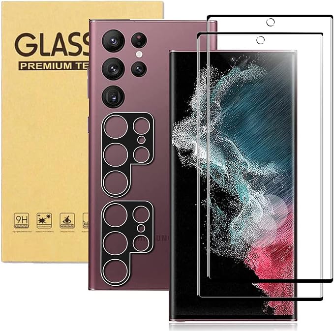 XDesign [2+2 Pack Galaxy S22 Ultra Screen Protector, 9H Tempered Glass Scratch by XDesign