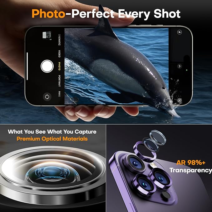 for iPhone 14 Pro/14 Pro Max Camera Lens Protector, Tempered Glass Screen - Image 5