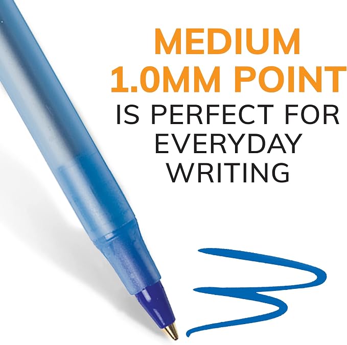 BIC Round Stic Xtra Life Ballpoint Pen, Medium Point, Flexible Round Barrel - Image 3