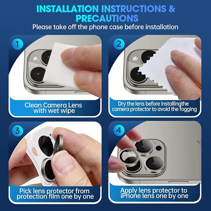 for iPhone 15 Pro/iPhone 15 Pro Max Camera Lens Protector Individual Metal Ring - Image 7