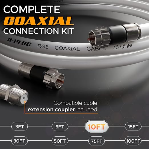 G-PLUG 10FT RG6 Coaxial Cable Connectors Set - Image 2