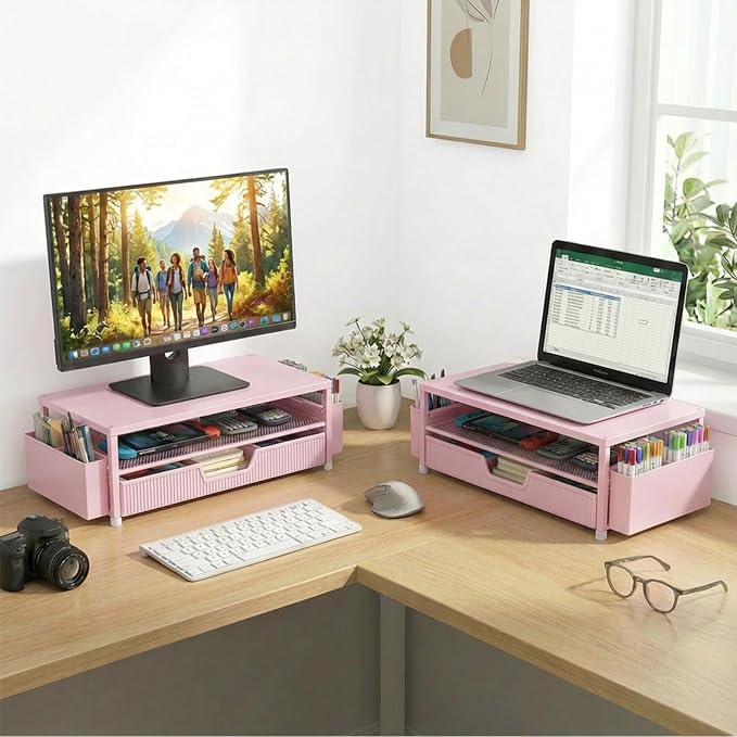 ECOLOVI Desk Organizer and Accessories, 2-Tier Computer Monitor Stand Rise - Image 5