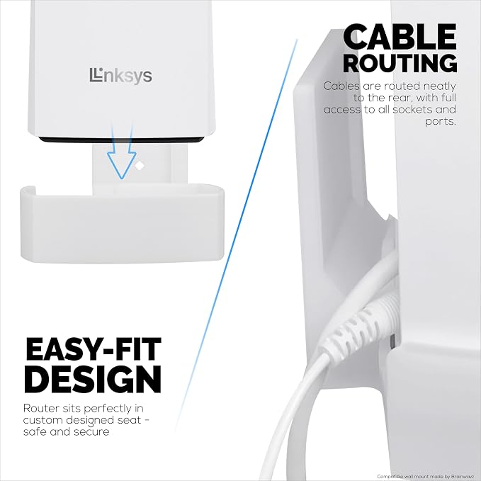 Wall Mount for Linksys MX4200 Mesh WiFi 6 Router, Adhesive & Screw-in Mounting - Image 5