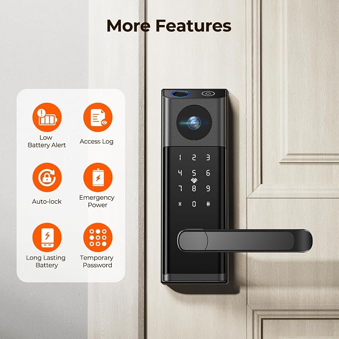 Video Smart Lock with Camera & Doorbell, 5-in-1 Keyless Entry Door Lock with - Image 5