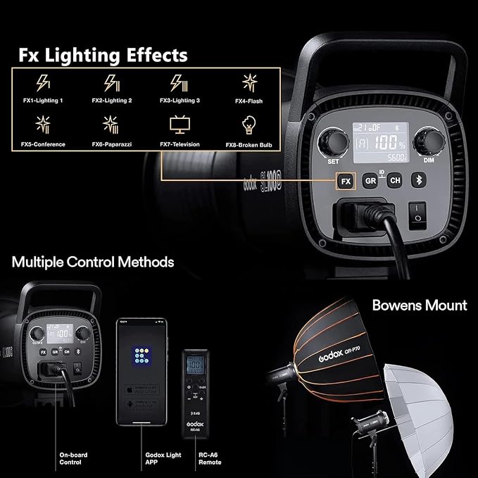 Godox SL100D 100W Daylight LED Video Light – 32, CRI 96+, Bowens Mount LED - Image 5