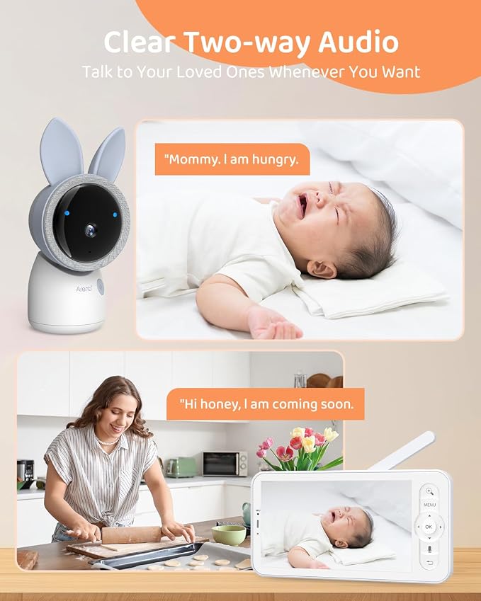 ARENTI 4MP Baby Monitor with Camera and Audio, 5G WiFi 5" Split Screen - Image 6