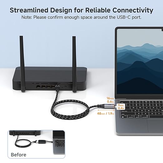 Cable Matters Plug & Play Braided USB C to Ethernet Cable - 10ft - Image 3