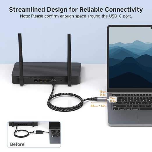 Cable Matters Plug & Play Braided USB C to Ethernet Cable - 6ft - Image 3