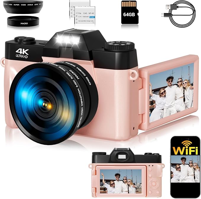 4K Digital Camera for Photography, 75MP WiFi Vlogging Camera for YouTube by SMARTKLIK