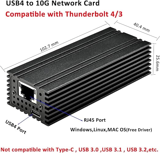 USB 4.0 Type-C 10G Ethernet Adapter, - Image 8