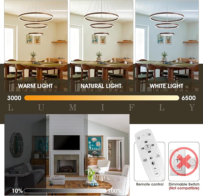 3 Ring Chandelier Modern LED Pendant Light - Image 4