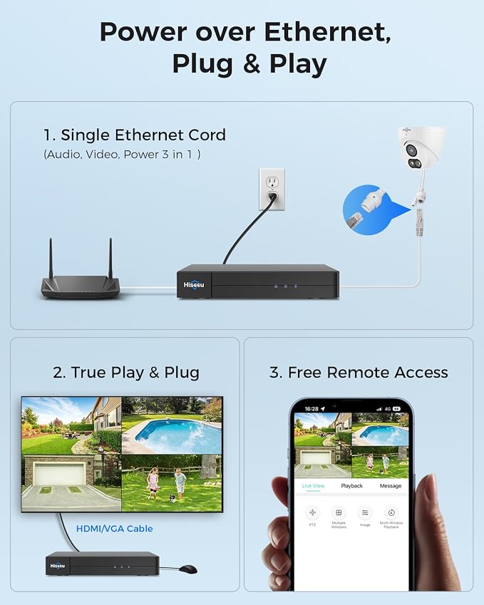 【6TB HDD】 Hiseeu 12MP NVR Security Camera System, 121°Wide View, 2 Way Audio - Image 8
