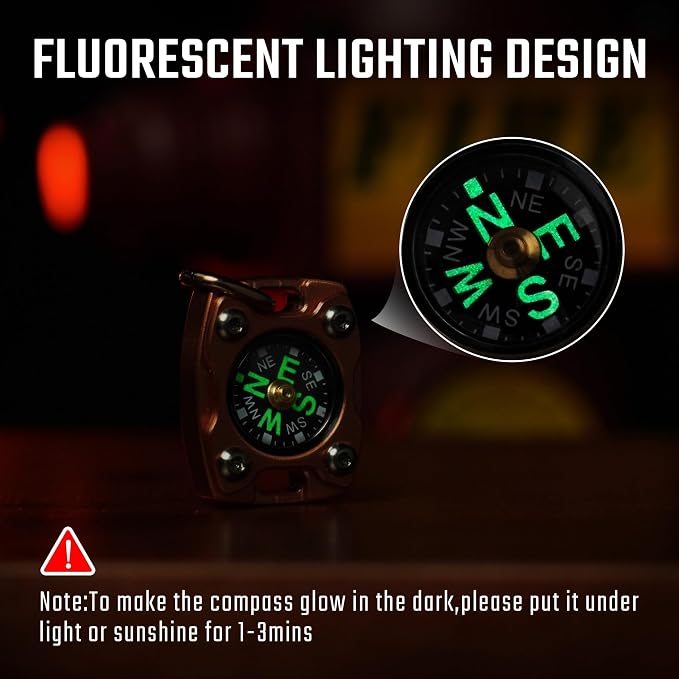 MecArmy Mini Titanium/Brass Compass, Waterproof IPX5 Pocket Compass - Image 2