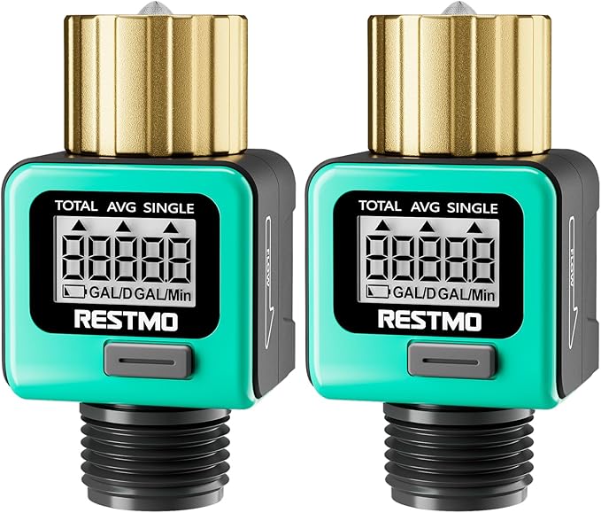 RESTMO Heavy Duty Water Flow Meter, Pure Brass Inlet | Metal Thread | 4 Measure by Restmo