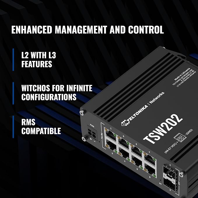 Teltonika TSW202 Industrial Managed PoE+ Ethernet Switch - Image 3