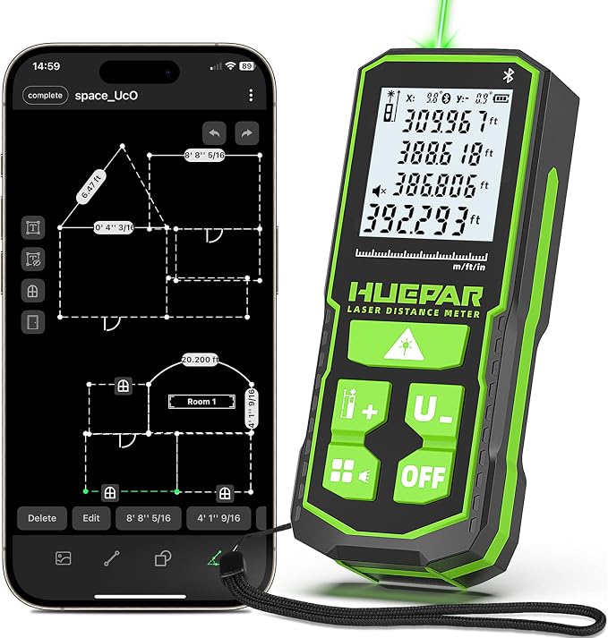 395FT Bluetooth Green Laser Measuring Tool by Huepar