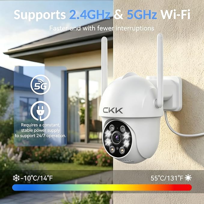 CKK 2K Security Cameras Outdoor, 2.4G/5G Security Cameras WiFi Outdoor - Image 9