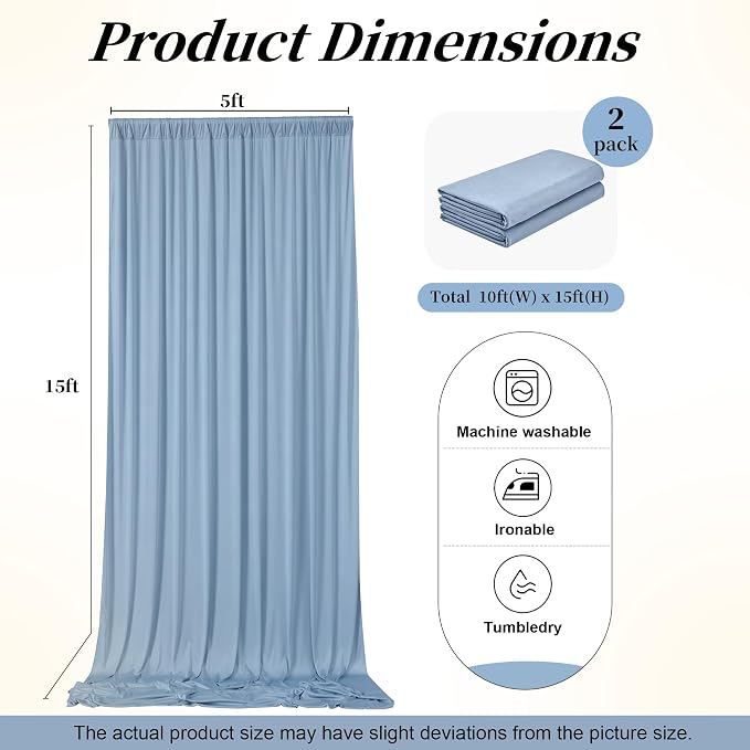 10ft x 15ft Dusty Blue Backdrop Curtains - Image 7