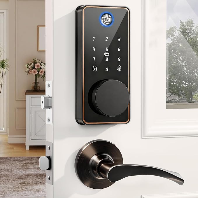 Keyless Entry Door Lock with 2 Lever Handles, Electronic Keypad Deadbolt by Biquole