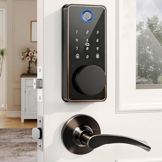 Keyless Entry Door Lock with 2 Lever Handles, Electronic Keypad Deadbolt by Biquole