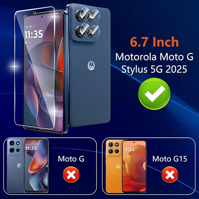 Designed for Motorola Moto G Stylus 5G 2025 Tempered Glass Screen Protector + - Image 2