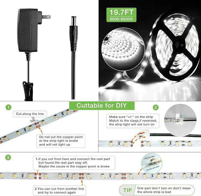 RAYZEEK Wireless Motion Activated LED Strip Lights, 19.7FT LED Strip Lights - Image 2