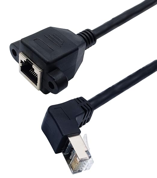 Cat 6 Ethernet Cable 90 Degree Down Angle RJ45 Male to Female Shielded Ethernet - Image 5
