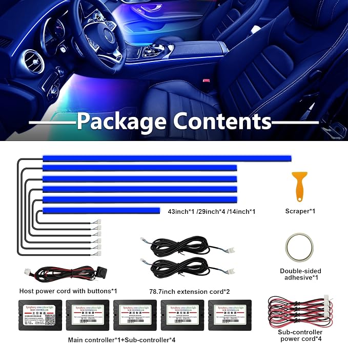 Acrylic Interior Car Lights - 6 in 1 LED Strip Lights - Image 5