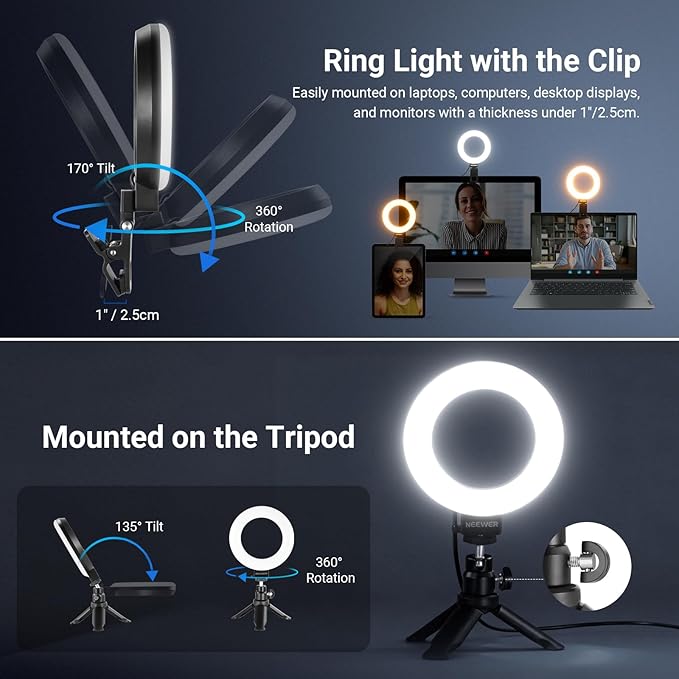 NEEWER Basic 5" Ring Light for Video Conference Lighting, Clip on Light Kit - Image 4